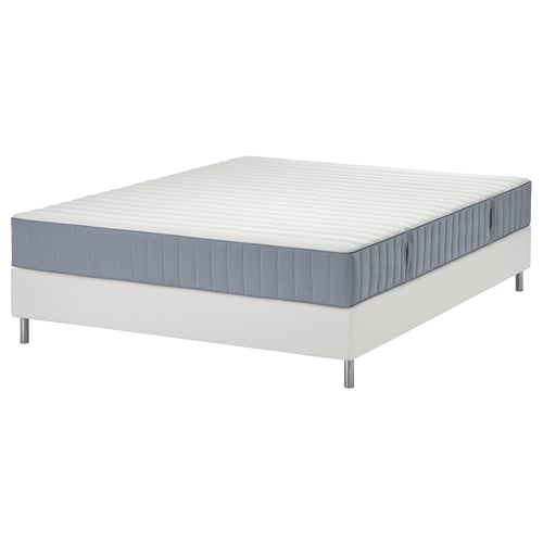LYNGÖR Boxspring, Valevåg stevig/lichtblauw wit, 160x200 cm