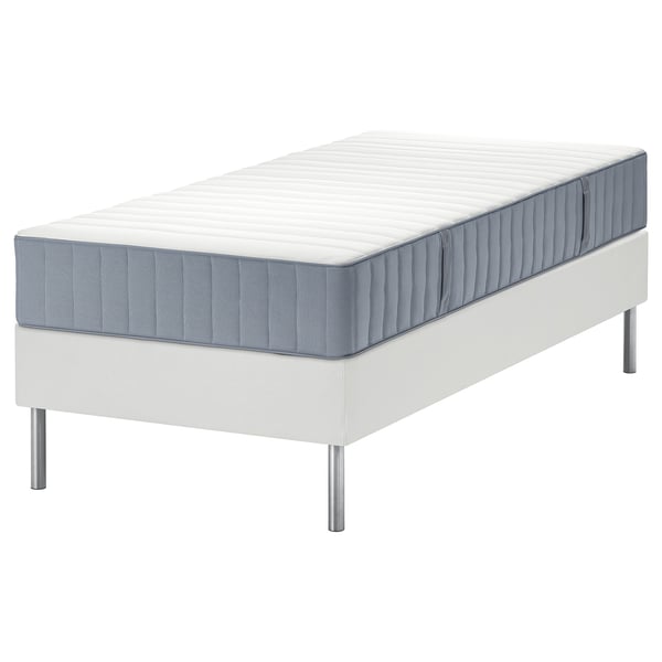 LYNGÖR Boxspring, Valevåg stevig/lichtblauw wit, 90x200 cm