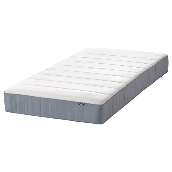 LYNGÖR Boxspring, Vesteröy middelhard/lichtblauw wit, 90x200 cm