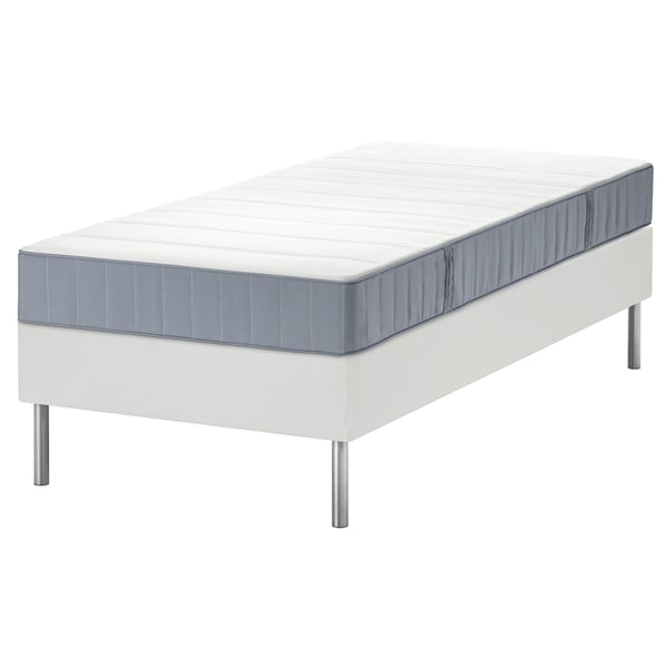 LYNGÖR Boxspring, Vesteröy middelhard/lichtblauw wit, 90x200 cm