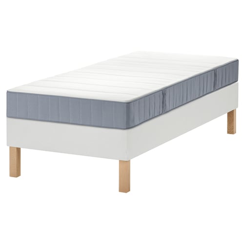 LYNGÖR Boxspring, Vesteröy stevig/lichtblauw wit, 90x200 cm