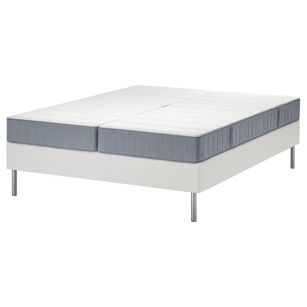 LYNGÖR Boxspring, Vesteröy stevig/middelhard/lichtblauw wit, 180x200 cm