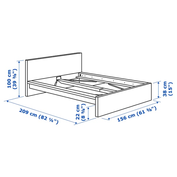Illustratie met afmetingen voor het product: MALM.