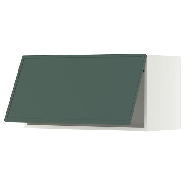 METOD Bovenkast horizontaal, wit/Aspudden donker grijsgroen, 80x40 cm