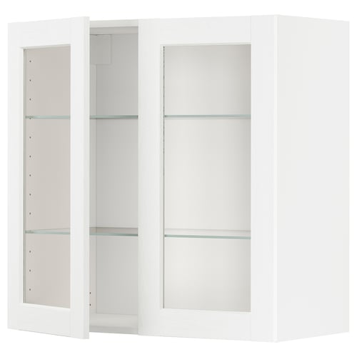 Witte METOD keukenkast met glazen deuren, voorzien van een modern design en verstelbare planken.