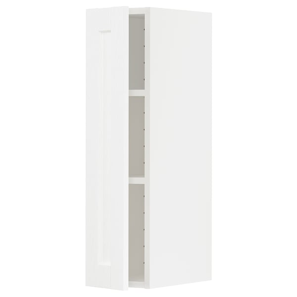 Witte METOD keukenkast, hoog, klassiek vormgegeven, moderne houtlook.