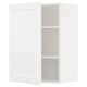 Een witte METOD keukenwandkast met een eenvoudig, rechthoekig ontwerp. De kast is open en heeft binnenin een verstelbare plank.