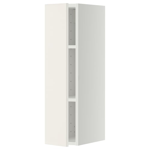 Een witte METOD keukenkast met een strak, modern design. Hij staat rechtop met een rechthoekige, gladde afwerking.
