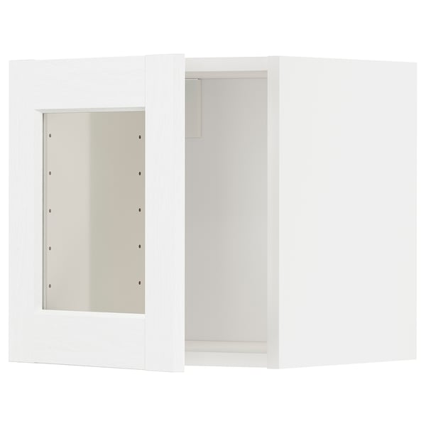 METOD keukenblok: witte kast met glazen deur, modern design.