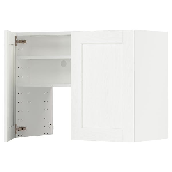 Witte METOD keukenkast, modern design, verstelbare planken, scharnieren aan de linkerkant.