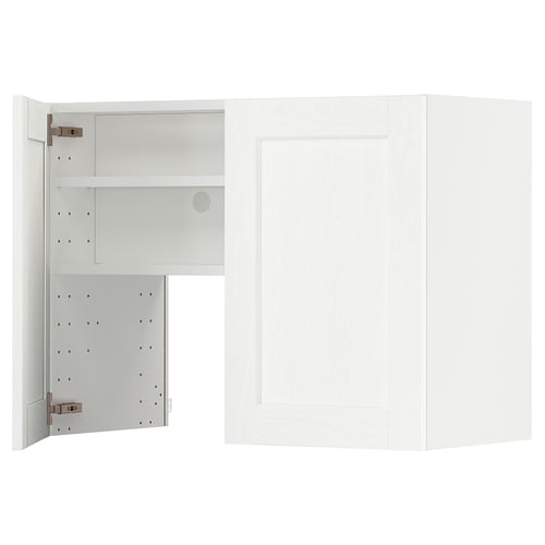 Witte METOD keukenkast, modern design, verstelbare planken, scharnieren aan de linkerkant.