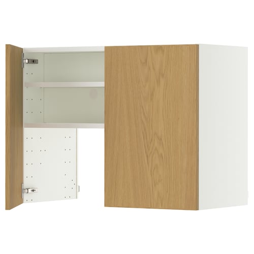 METOD kast, open deur, verstelbare legplank, natuurlijke eiken afwerking