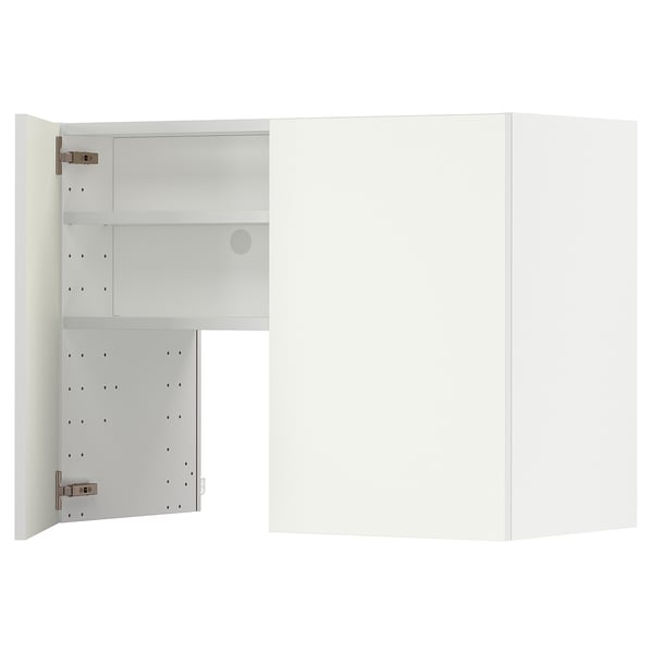 Witte METOD keukenkast, rechthoekig, drie legplanken, ventilatiegat, klikscharnieren.
