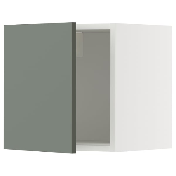 Hoewel. METOD keukenkast in grijsgroen met witte binnenkant, voorzien van een modern design en stevige frameconstructie.