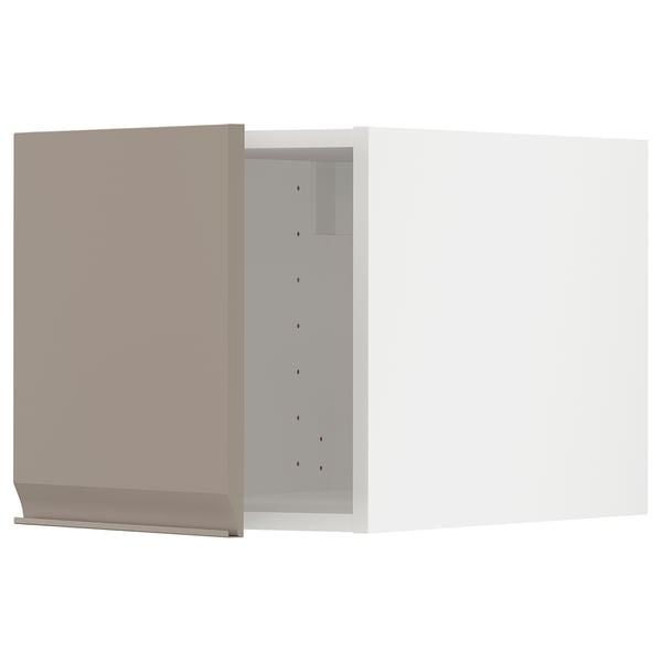Een METOD keukenkast in mat grijs-beige met een modern, greeploos design.