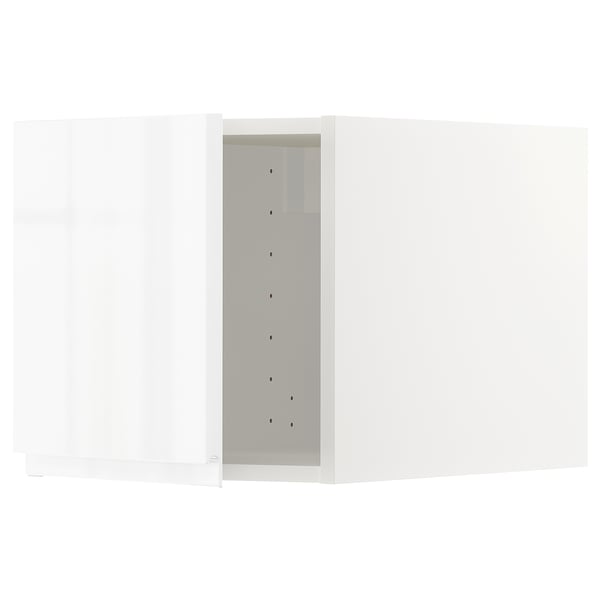 METOD wit hoogglans keukenblok, modern, rechthoekig, strak design, met geïntegreerde handgrepen.