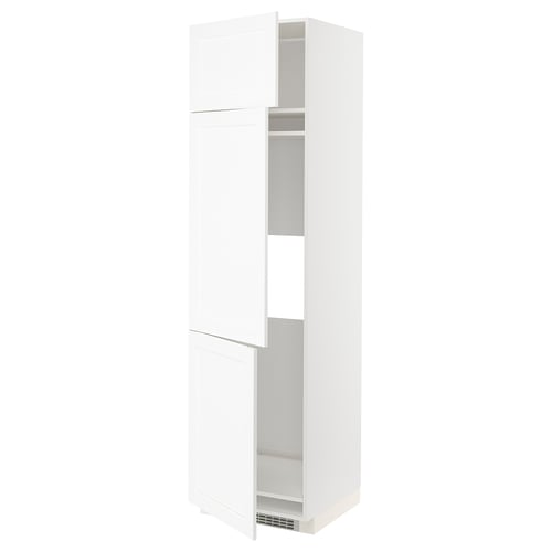 Witte METOD keukenkast, slank design met open deuren.