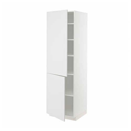 Witte METOD hoge kast, moderne keukenopberger met verstelbare legplanken.