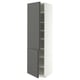 METOD Hoge kast met planken/2 deuren, wit/VOXTORP donkergrijs verticale greep, 60x60x220 cm
