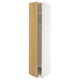 METOD Hoge kast met planken/draadmand, wit/Sinarp eikenfineer, 40x60x200 cm