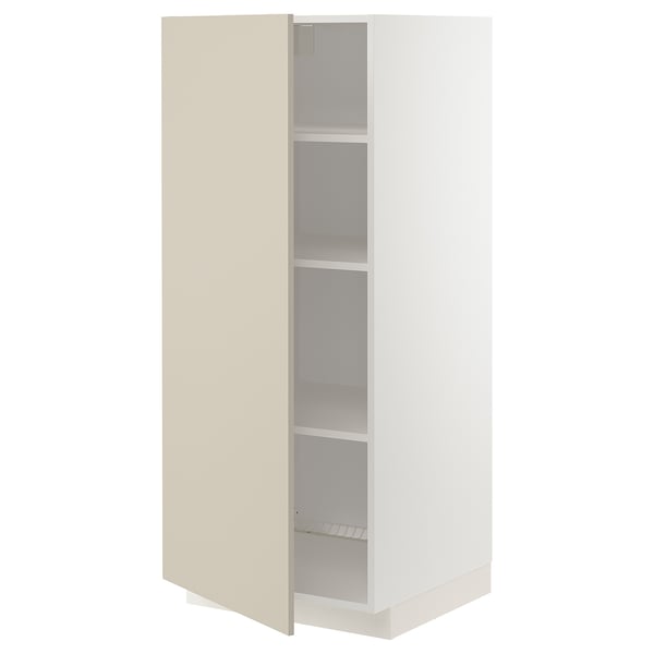 Moderne keukenkast, beige METOD, hoge rechthoekige vorm, 3 planken, gladde afwerking.