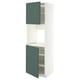 METOD Hoge kast oven & 2 deur/plank, wit/Aspudden donker grijsgroen, 60x60x200 cm
