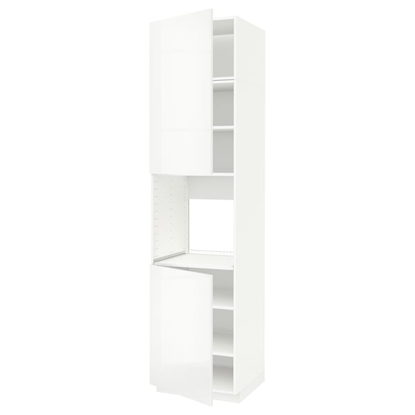 METOD wit keukenblok met glanzende deuren, stevig frame, verstelbare legplanken en scharnieren.
