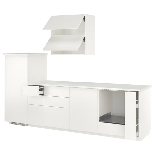 METOD Keuken, wit/Veddinge wit, 307x60x227 cm