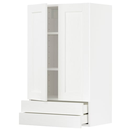 Witte METOD keukenkast met 2 deuren, legplank, lades. Modern design, gladde oppervlakken.