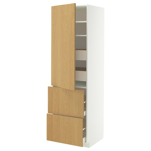 Witte & eiken IKEA METOD kast met laden & verstelbare planken.