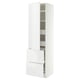 METOD / MAXIMERA Hoge kast&plank/4 lade/deur/2 front, wit/VOXTORP hoogglans wit verticale greep, 60x60x220 cm