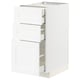 Witte METOD keukenkast met drie lades en strak design.
