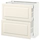 Een witte METOD keukenkast met twee lades en een deur, met een traditioneel ontwerp met afgeschuinde randen.