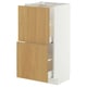 Een witte METOD kast met houten lades. Het heeft twee lades en twee deuren, met een modern design.