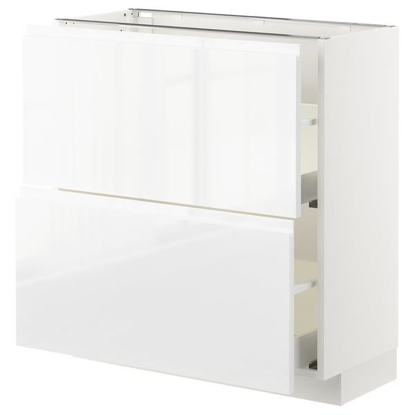 METOD hoogglans witte keukenkast, rechthoekig, strak modern design.