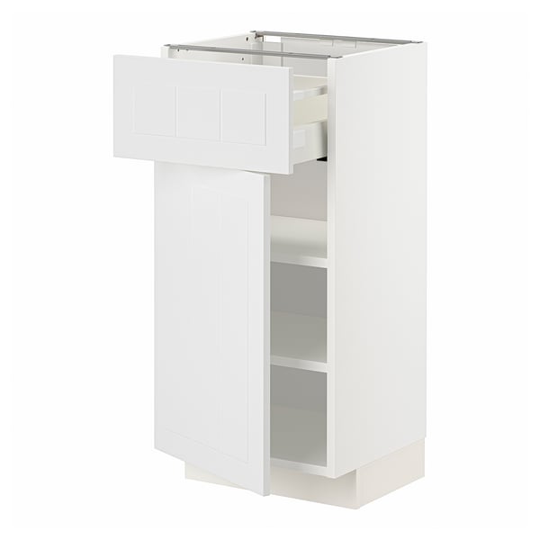 Witte METOD keukenkast met middelgrote lade, glad oppervlak en verstelbare planken.