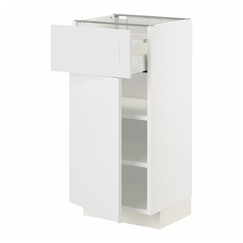 Witte METOD keukenkast met middelgrote lade, glad oppervlak en verstelbare planken.
