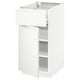 Wit METOD keukenblok met lade. Modern, minimalistisch en modulair ontwerp. Een middelgrote lade en twee planken.