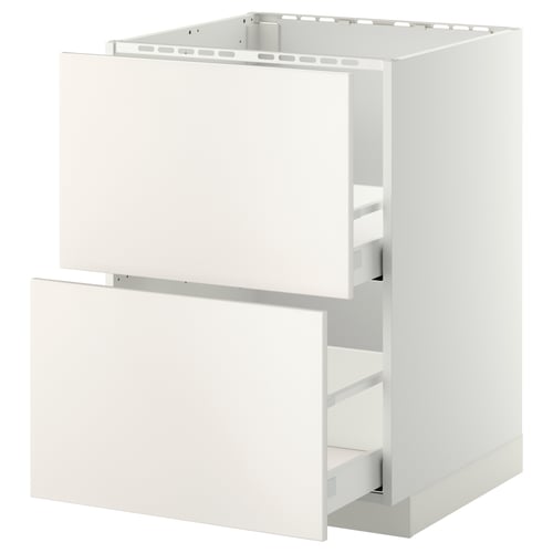 METOD keukenblok in wit met twee lades, strak design.