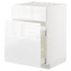 Witte hoogglans keukenkast met gladde lade, modern design.