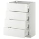 Een witte METOD keukenkast met vier uittrekbare lades. Het strakke design biedt een moderne, hoogglans afwerking.