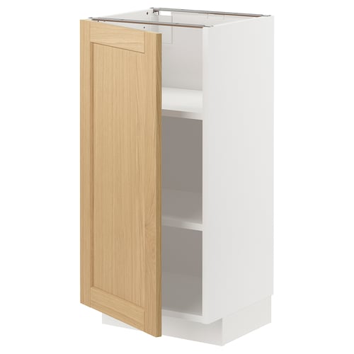METOD keukenblok: witte, lichthouten deur, 1 legplank, rechthoek 18 x 30, afgeschuinde randen.