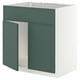 METOD Onderkast v spoelb m 2 deuren/front, wit/Aspudden donker grijsgroen, 80x60 cm