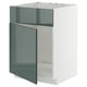 Moderne keukenkast, wit met hoogglans groene deur.