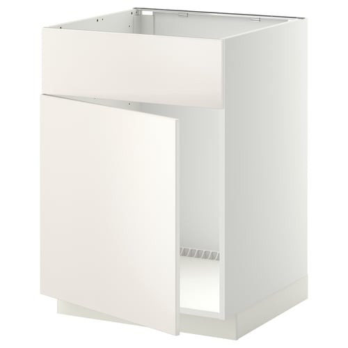 Een witte METOD keukenkast met een strak design en stevig frame.