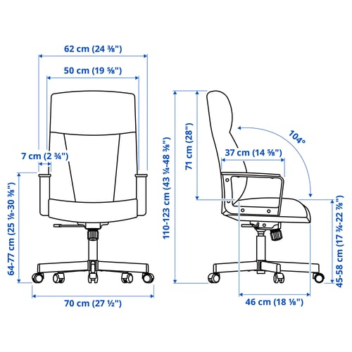 Illustratie met afmetingen voor het product: MILLBERGET.