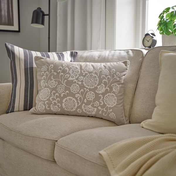 MURSENAP Kussen, beige wit/borduursel, 40x58 cm