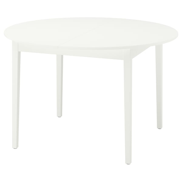 Ikea NÄSINGE ronde witte eettafel met glad blad en houten poten.