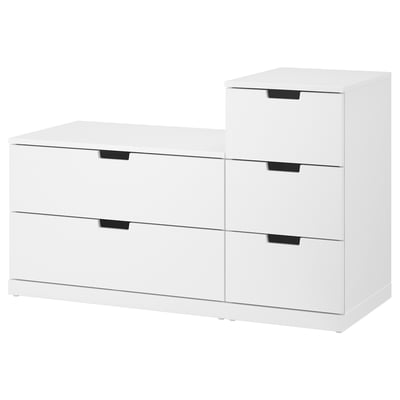 NORDLI witte ladekast, 2 & 3 laden, strak design, zwarte handgrepen, ideale opslag.