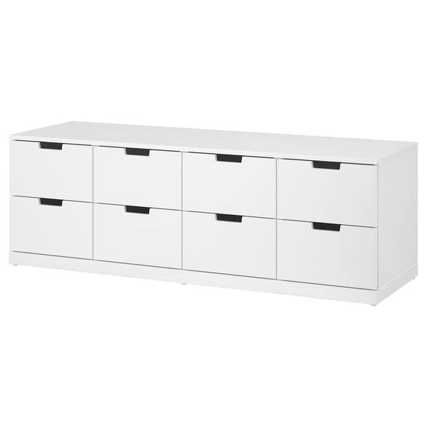 NORDLI: witte ladekast met 6 lades, modern design, strakke look, gladde ladegeleiders.